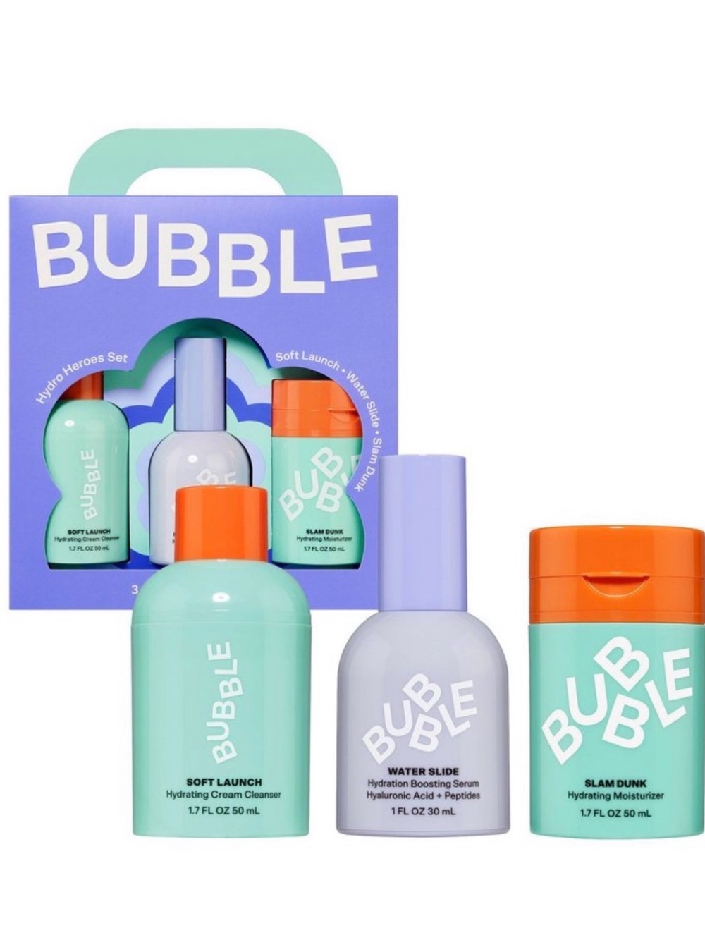 Bubble Soft Launch & Water Slide Hydrating Trio - Mint, Lavender, Orange